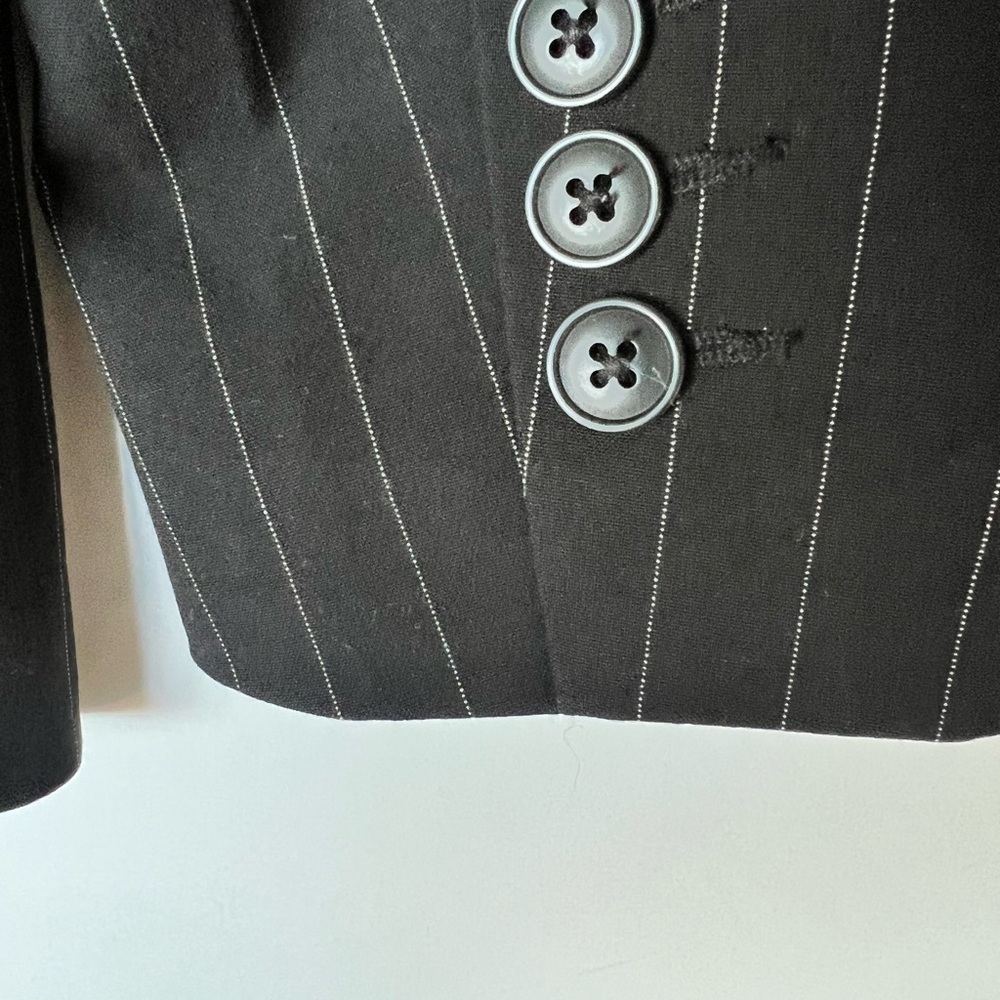 NORMA KAMALI Black White Pin-Stripe 2-Button Notch Collar Blazer Jacket - Picture 4 of 7